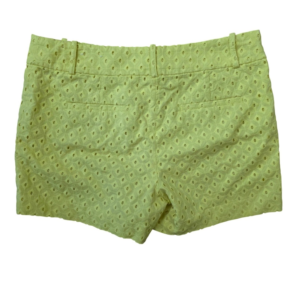 Ann Taylor LOFT Womens Lime Green Eyelet Geometric Shorts Size 6 Citron Summer - Picture 2 of 5